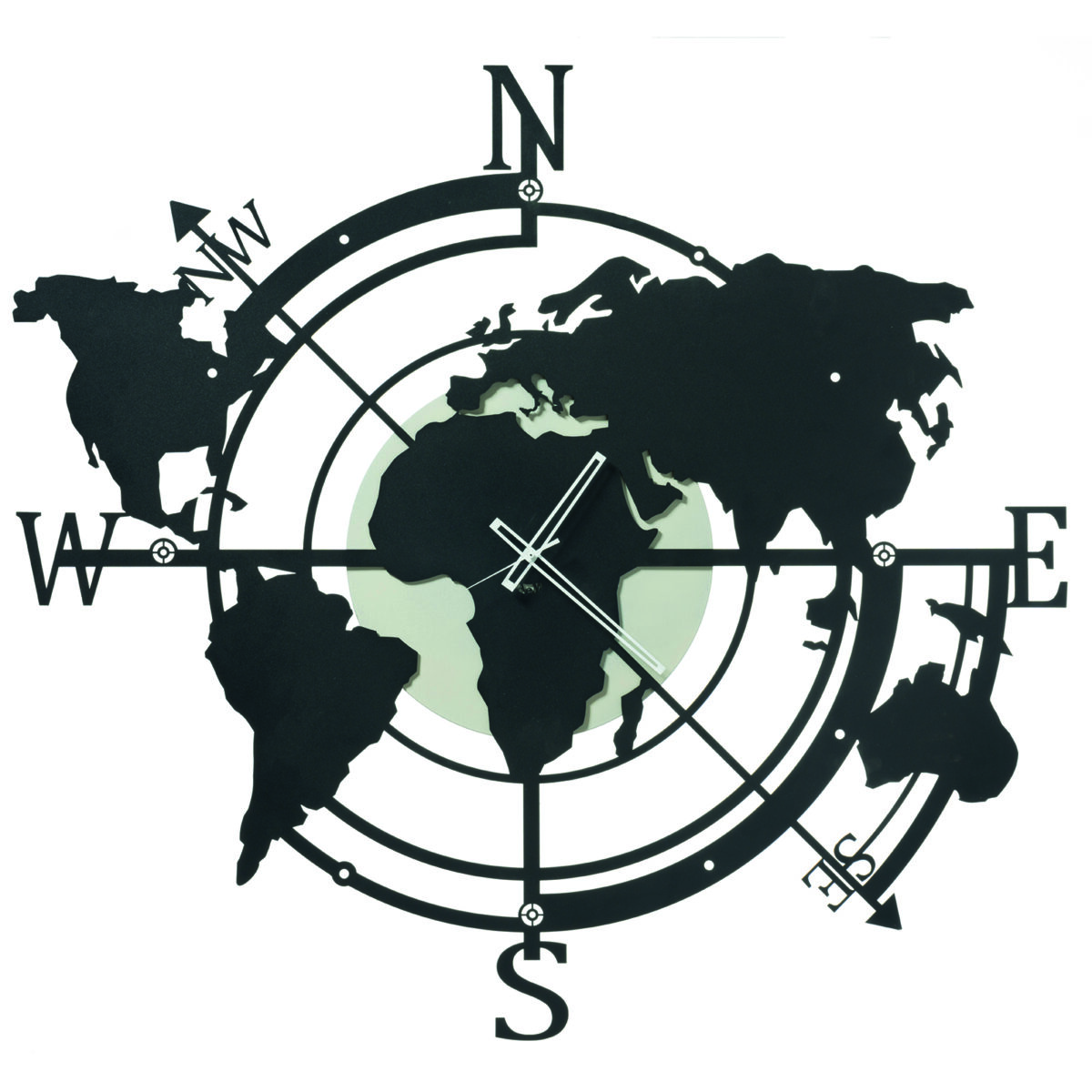ARTI E MESTIERI Orologio grande da parete Planisfero AVORIO E NERO