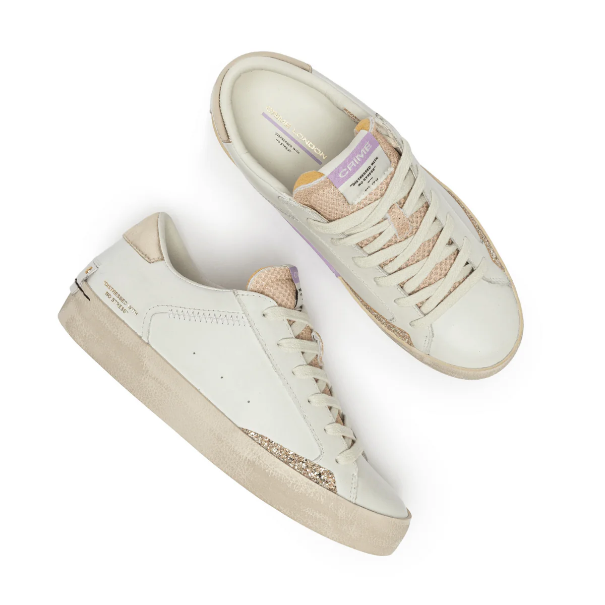 CRIME LONDON SNEAKERS 20001 DISTRESSED BIANCO - immagine 3