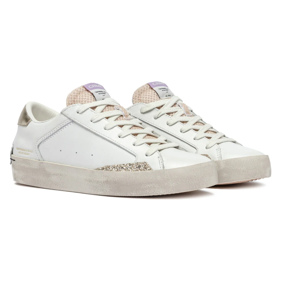 CRIME LONDON SNEAKERS 20001 DISTRESSED BIANCO - immagine 2