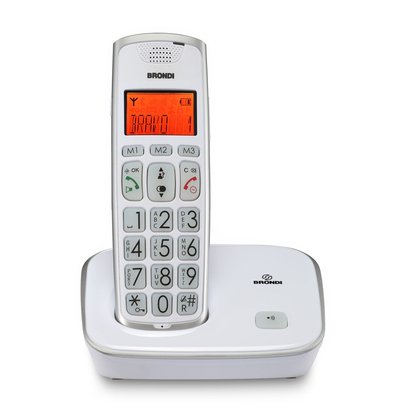 BRONDI BRAVO GOLD 2 (BIANCO) – TELEFONO CORDLESS SINGOLO – TASTI GRANDI – AUDIO AMPLIFICATO – VIVAVOCE - immagine 2
