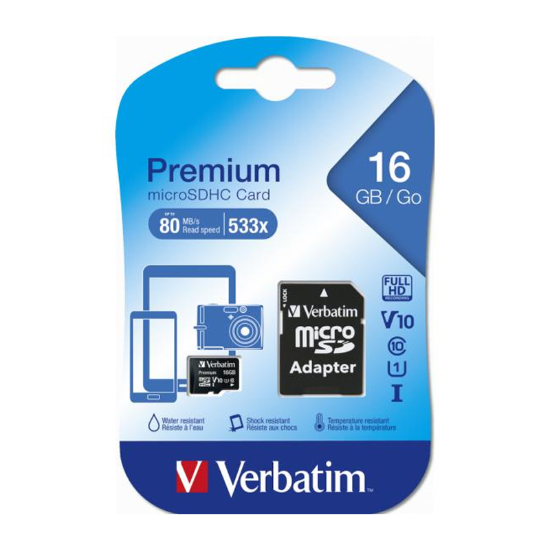 VERBATIM MICRO-SD 16GB CLASSE 10 (44082)
