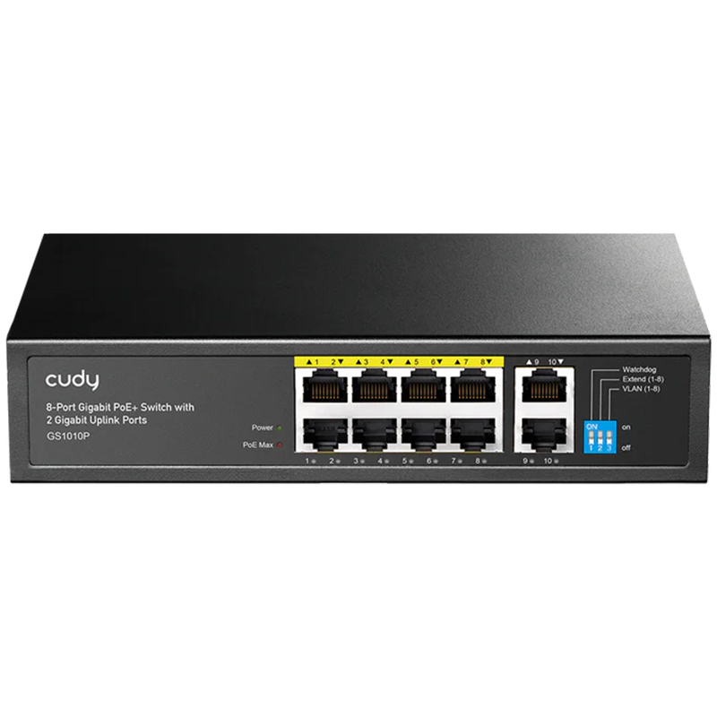 CUDY GS1010P – 8-PORT GIGABIT POE+ SWITCH WITH 2 GIGABIT UPLINK PORTS 120W