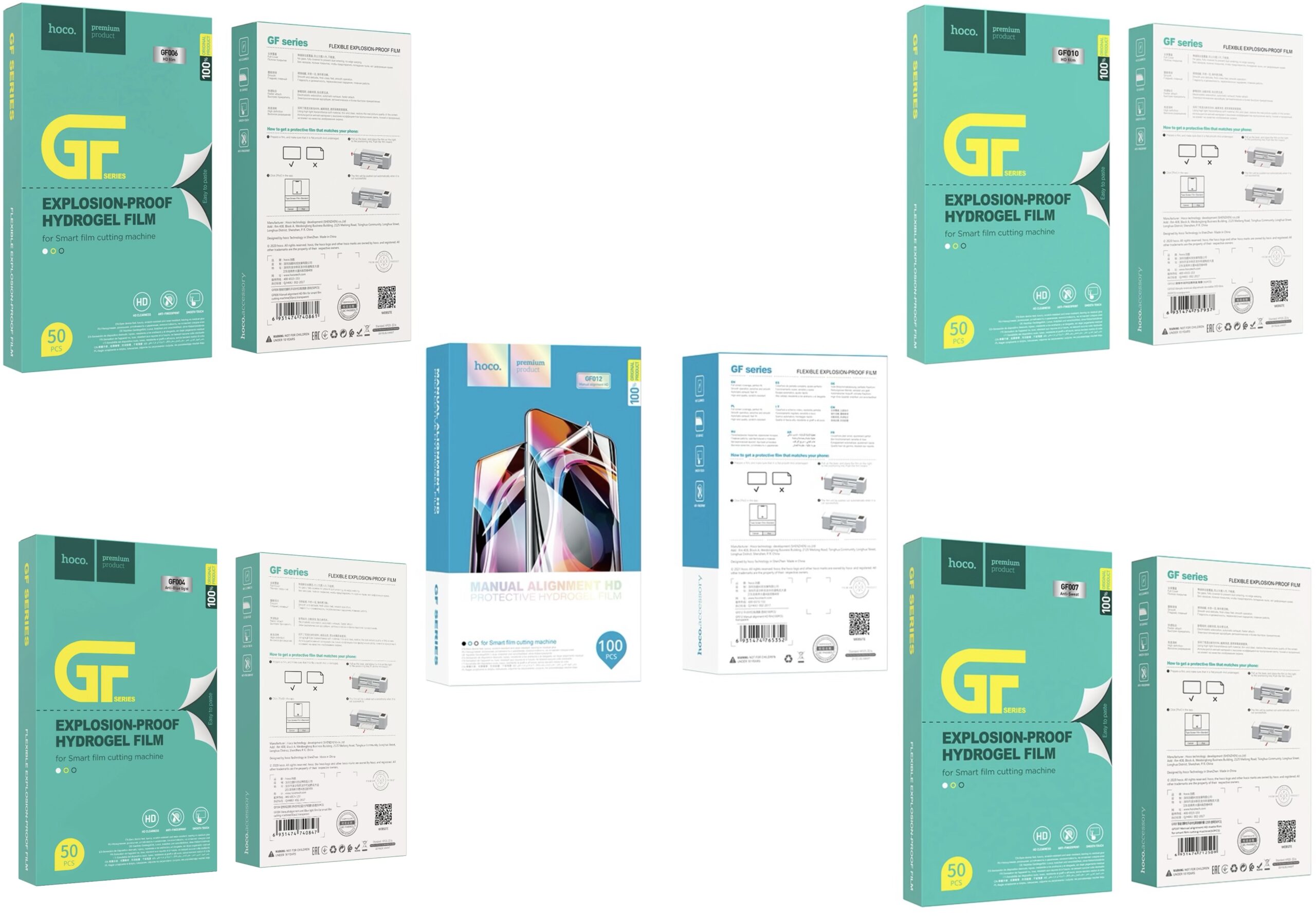 Pellicole 20pz miste STD/HD/UD/matte/ bluray per Hoco Film Machine –
