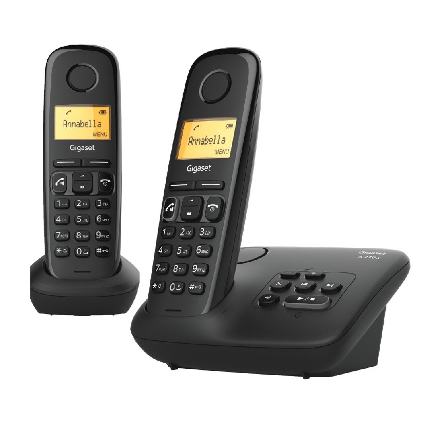 GIGASET A270A DUO (NERO) – TELEFONO CORDLESS DOPPIO – FUNZIONE SVEGLIA – VIVAVOCE – SEGRETERIA