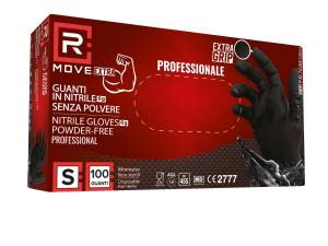 RMove 1Conf. da 100pz Tg.S 6gr da Lavoro – Guanti Nitrile Nero Senza Polvere