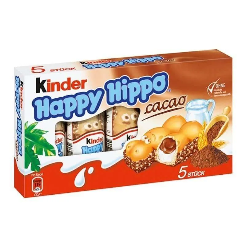 Kinder Happy Hippo Cioccolato, biscotti ripieni con crema al cioccolato 100g