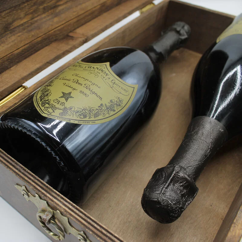 CHAMPAGNE DOM PERIGNON 1990 CON SCRIGNO IN LEGNO - immagine 3