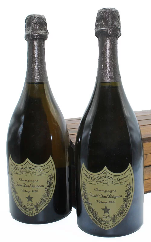 CHAMPAGNE DOM PERIGNON 1990 CON SCRIGNO IN LEGNO